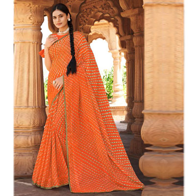 "Fancy Silk Saree Seymore Kesaria -11381 (Express Delivery) - Click here to View more details about this Product